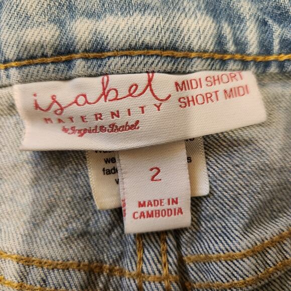 INGRID & ISABEL ISABEL Maternity Lt Wash Denim Distressed Shorts Boho Womens 2 - Picture 4 of 10